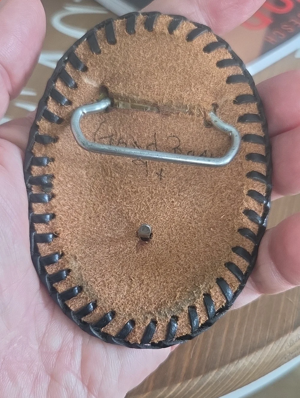 Vintage Navajo Handmade Beaded Oval Belt Buckle - Multicolor